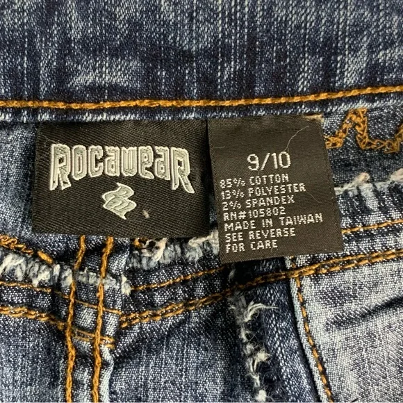 Vintage Rocawear Jean Mini Skirt Y2k Hip Hop Blue Denim Womens Size 9/10 - Picture 3 of 11
